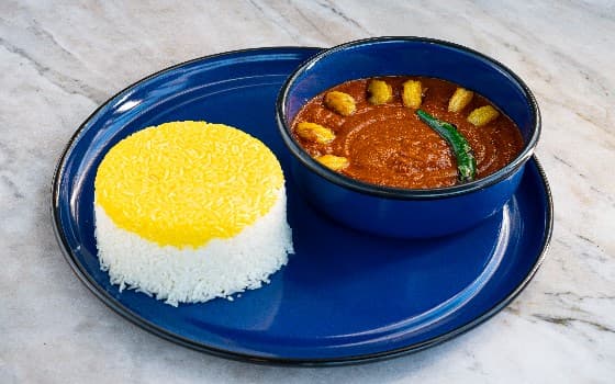 کته وخورشت دست کاری با میگو